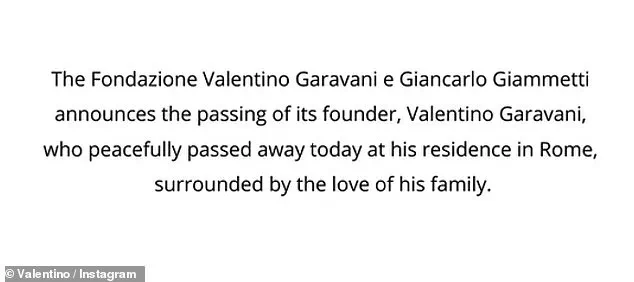Breaking News: Fashion World Mourns Passing of Valentino Garavani, Iconic Designer Who Defined Elegance and Red, at 93
