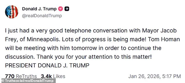 Unusual Collaboration Between Trump and Minneapolis Mayor Aims to Address Escalating Tensions Amidst Post-Shooting Chaos