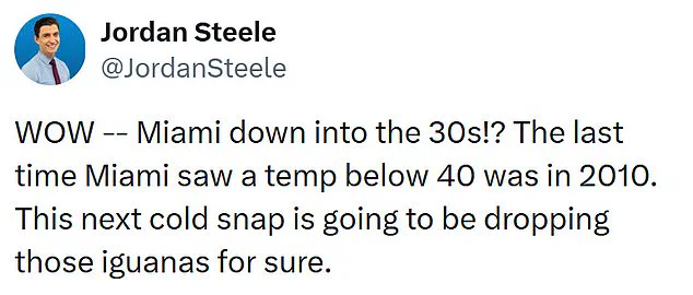 Rare Cold Snap Expected in Miami as Storm Slams East Coast, Marking First in 15 Years