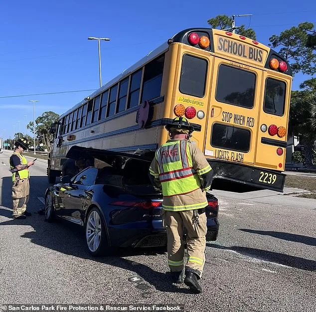 Jaguar Crashes Into School Bus in Florida: No Fatalities Reported
