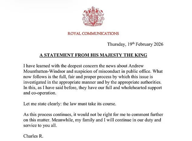 Royal Family Backs King's Unprecedented Emphasis on Law as Prince Andrew's Arrest Sparks Scrutiny