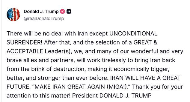 Trump Issues 'Unconditional Surrender' Ultimatum as US-Iran War Enters Seventh Day of Escalation