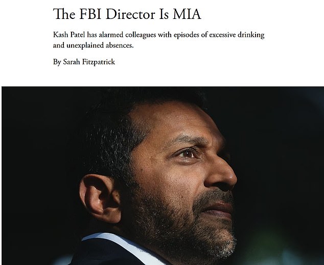 FBI Director Patel denies drinking allegations and sues over claims of incompetence.