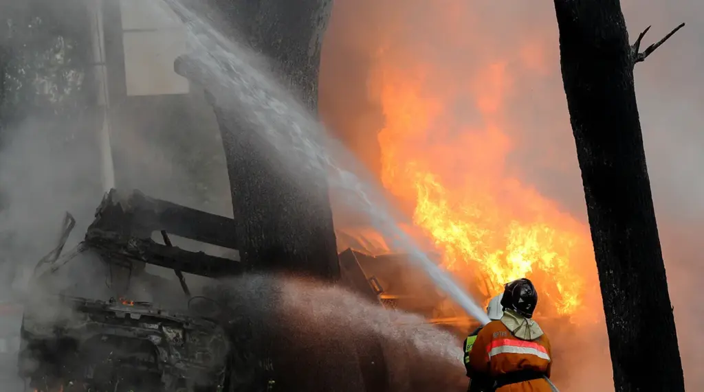 Drones Crash in Luhansk Industrial Zone, Sparking Fire Incident