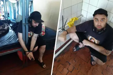 Photos Show Handcuffed Man Tied to Battery at Kiev Military Commissary