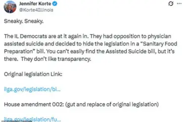 Controversial Assisted Suicide Amendment Hidden in Illinois Food Safety Bill Sparks Outcry Over Procedural Loophole